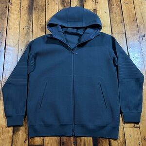 Descente Sweater Mens Large Charcoal Hoodie Fusion Knit All Terrain Full Zip